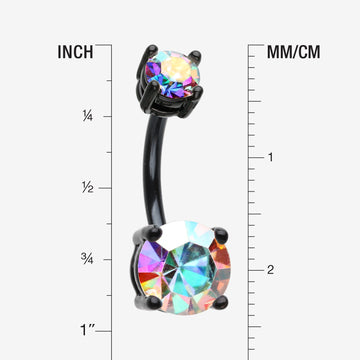 Detail View 1 of Blackline Brilliant Sparkle Gem Prong Set Belly Button Ring-Aurora Borealis